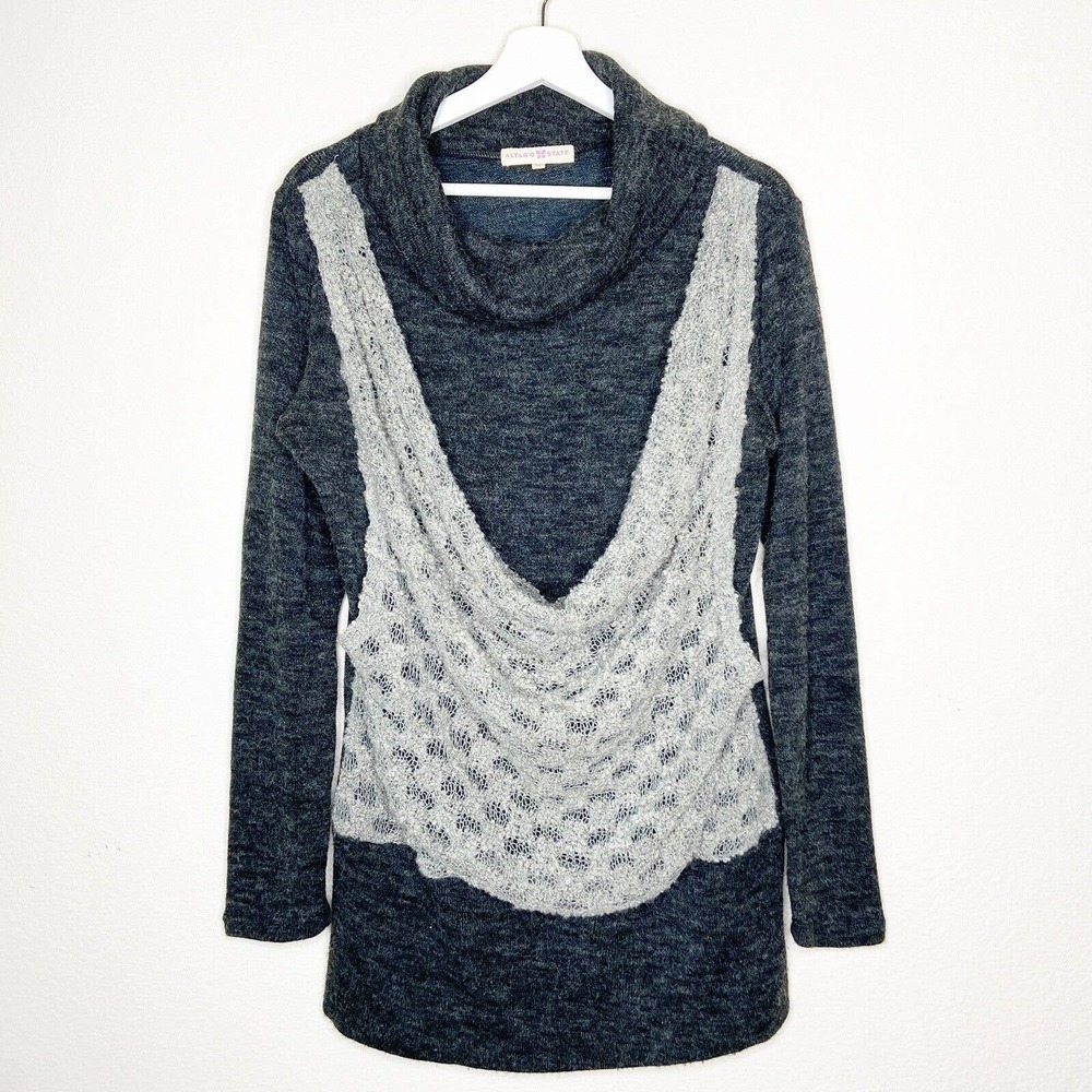 Altar'd State Cowl Neck Charcoal Sweater Tunic Sz M